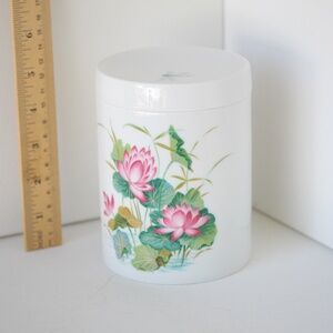 KAISER Porcelain Lotus Flower Round Container Pink, White and Green